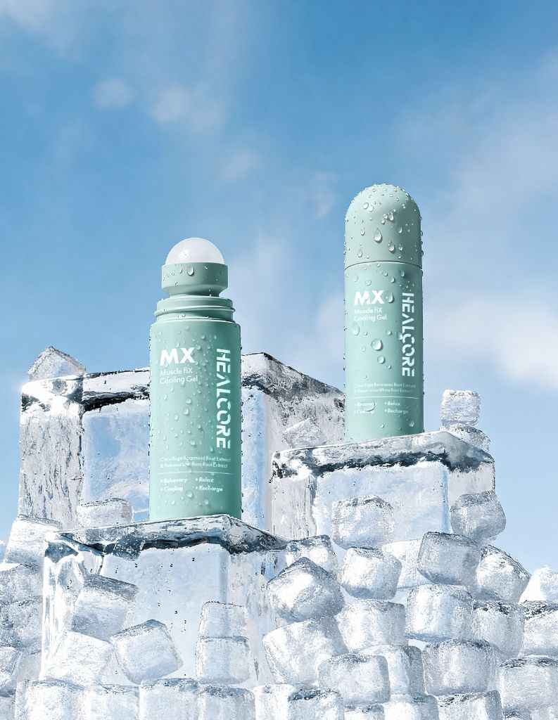 HEALCORE MX 쿨링젤 얼음 배경 제품샷